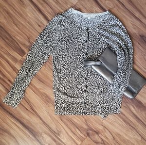 LOFT pale pink leopard print cardigan. Button up